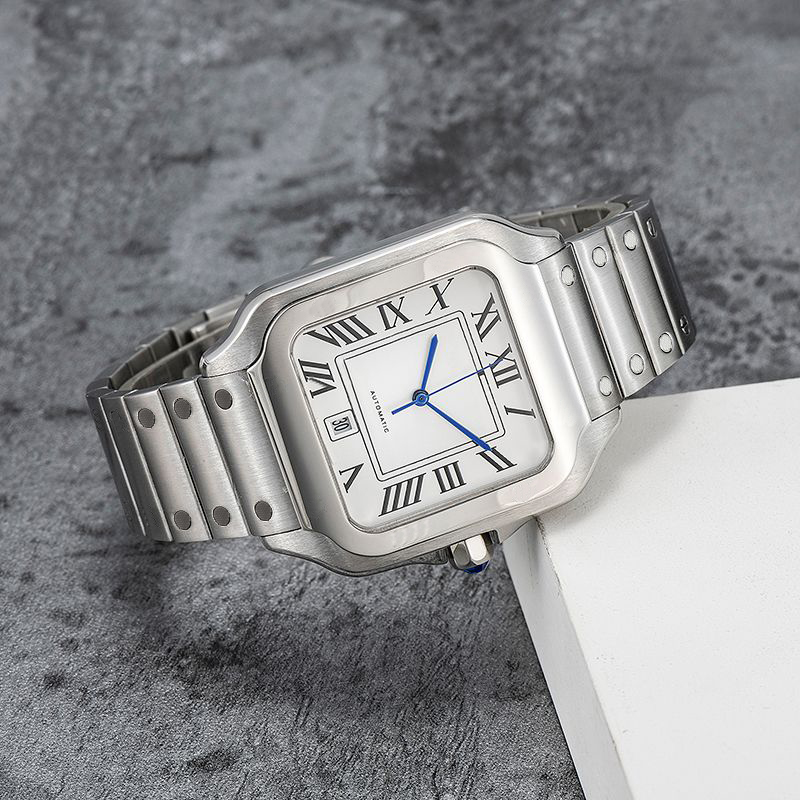 luxury men's large watch 316 material dial Swiss craft fired steel blue glass waterproof depth of about 100 meters