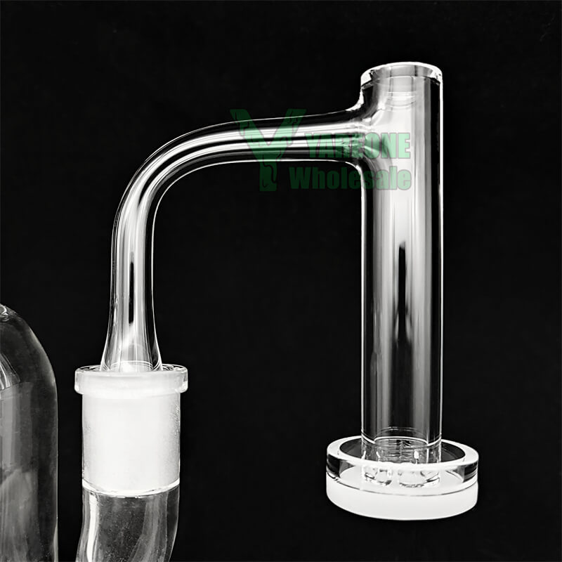 Opaque Dish Control Tower Quartz Banger 16mmOD 80mm Tall White Bottom Long Blender Dab Nail 10mm 14mm Male 90 Degree Full Weld Beveled Edge YAREONE Wholesale