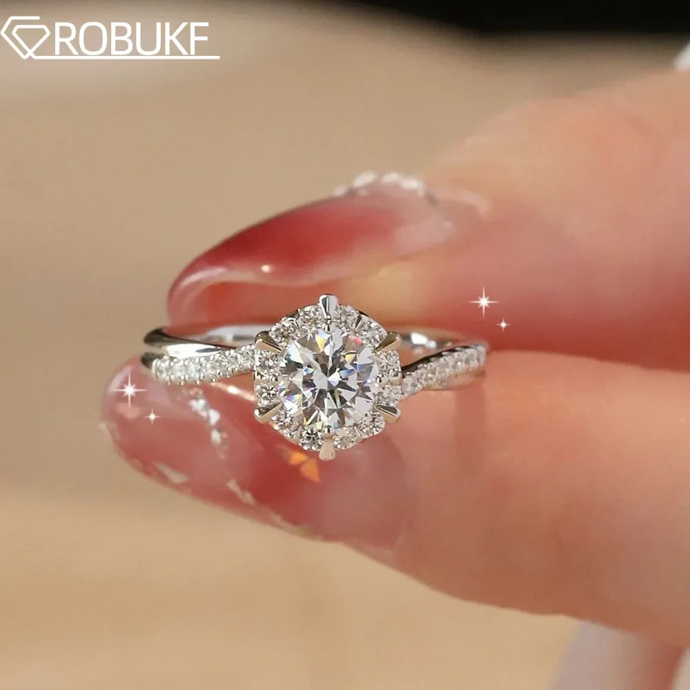 Wedding Rings 0.51CT Engagement Rings for Women D Color Sparkling Lab Diamond Fine Jewelry S925 Silver Rings Original Certified 231208