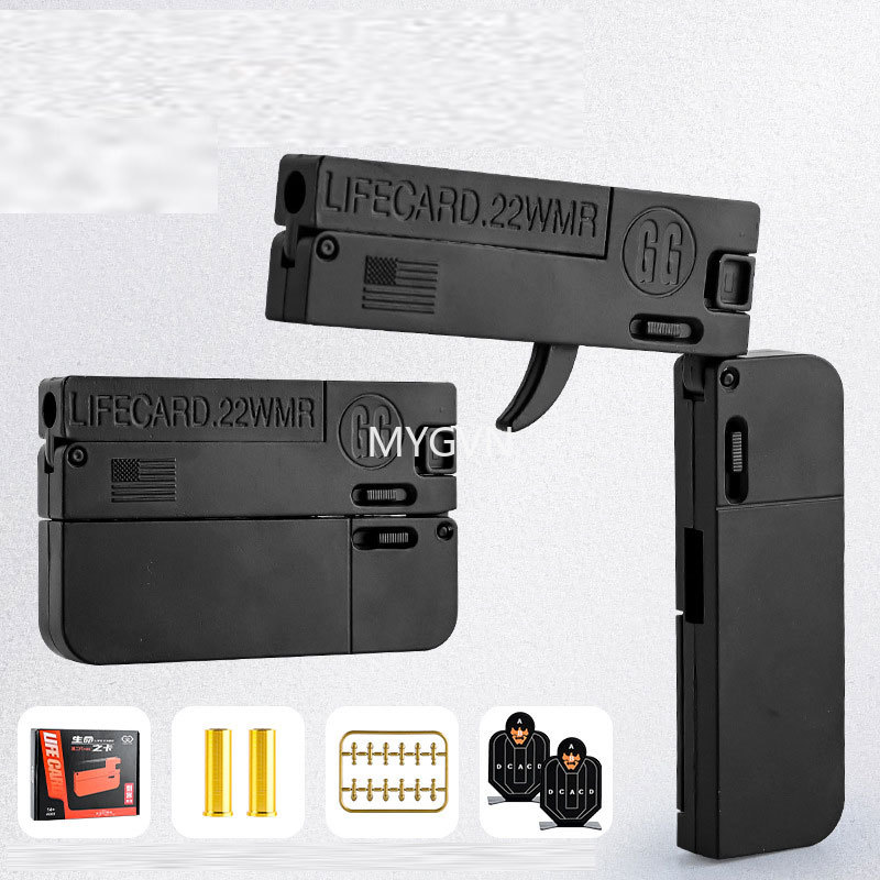 LifeCard Folding Handgun Toy Pistol Card Toy Gun With Soft Bullets Alloy Shooting Model For Adults Boys Children Gifts Look Real Movie Collection