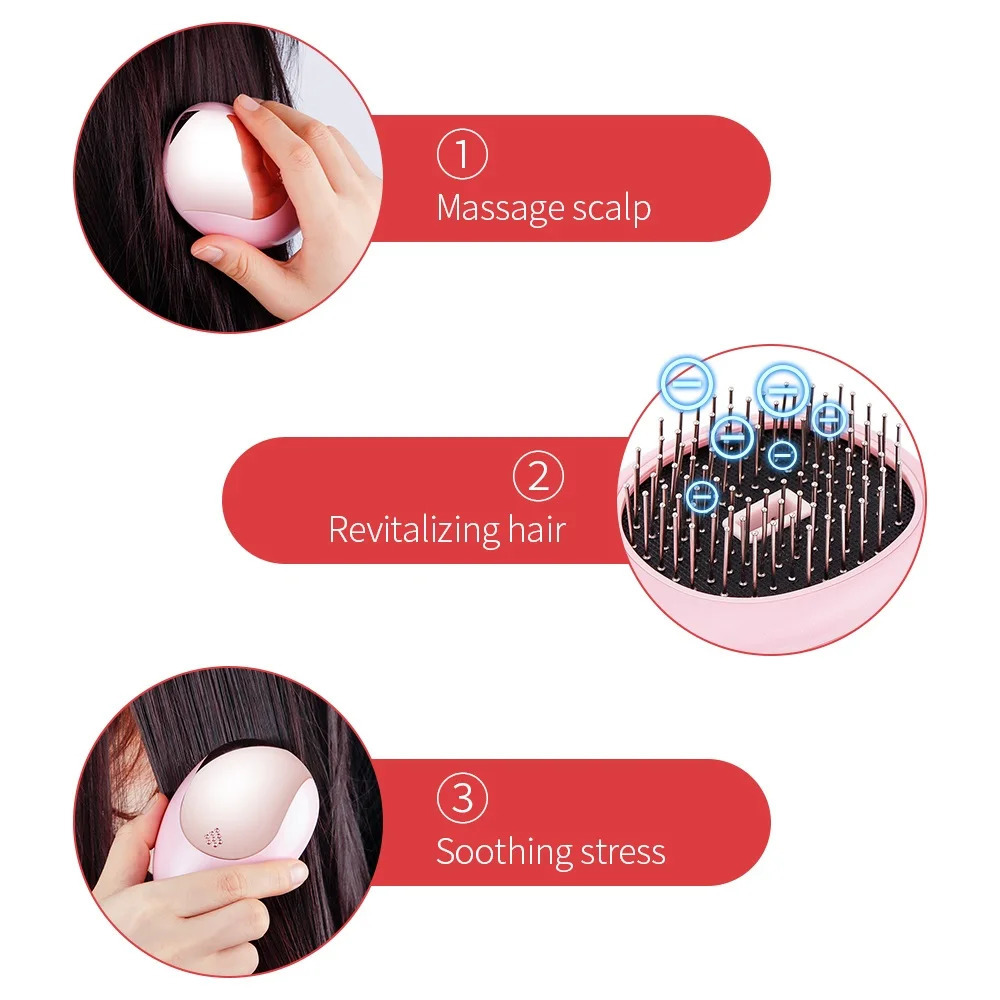 Head Massager Electric Ionic Hair Massage Comb Hair Scalp Massager Negative Ion Anti Hair Loss Comb Relieve Headaches Reduce Hair Frizz Brush 231211