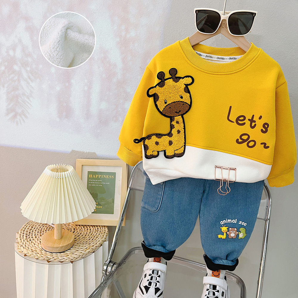 0-4 years old baby boy clothes spring and autumn children's suit boys cotton long-sleeved cartoon music bear two-piece 220326