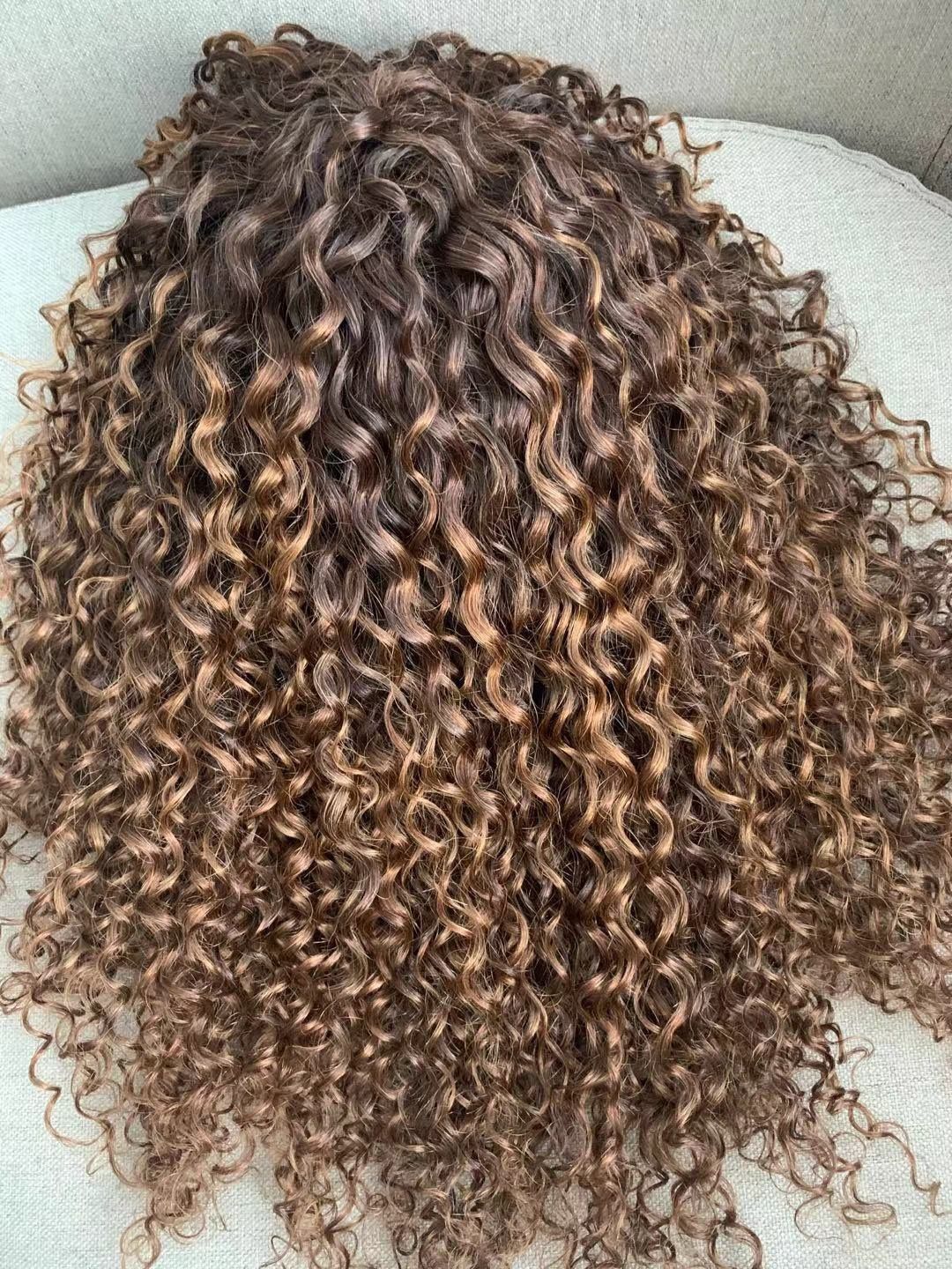 Chick and low maintenance brown balayage kinky curly short human hair wigs with fringe bang lace front refreshing idea for 2024 african american