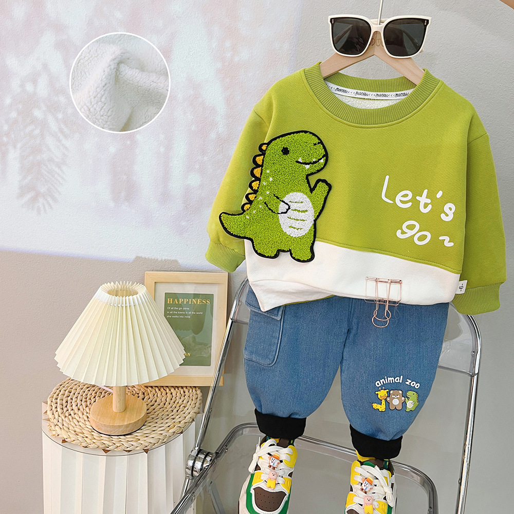 0-4 years old baby boy clothes spring and autumn children's suit boys cotton long-sleeved cartoon music bear two-piece 220326