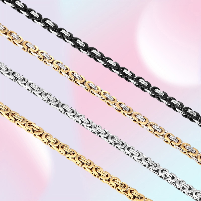 6MM Wide Chain Stainless Steel Handmade Byzantine Flat Necklace Men Women Popular Jewelry6594026