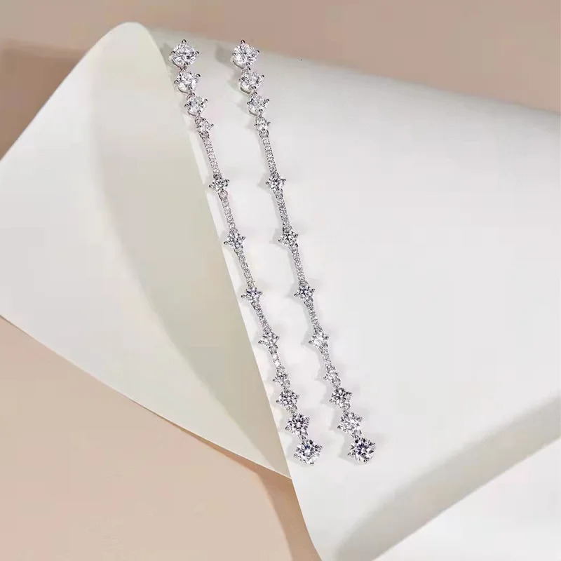 Dangle Chandelier TBCYD D Color Earrings For Women S925 Sterling Silver Long Tassel Drop Earrings Hanging Pendientes Party Fine Jewelry 231208