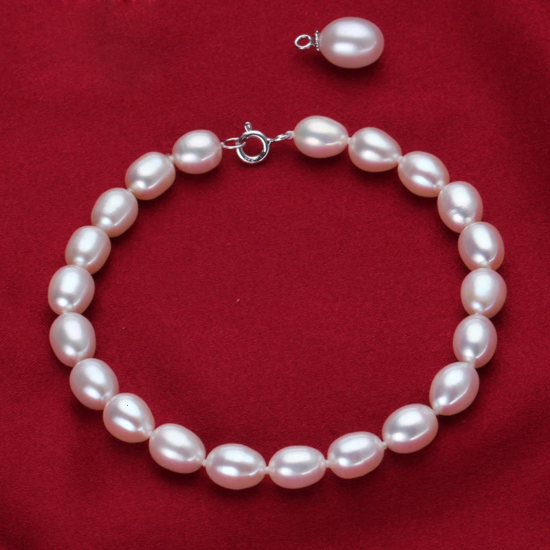 Beaded Real Natural White Freshwater Pearl Bracelet Women Cute OL Style Beads strand Bracelet Female 231208