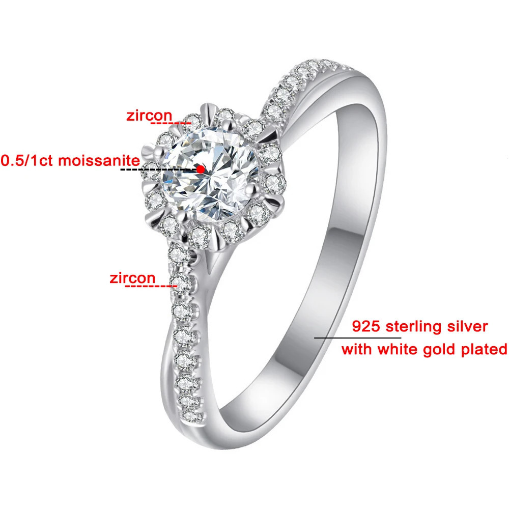 Wedding Rings 0.51CT Engagement Rings for Women D Color Sparkling Lab Diamond Fine Jewelry S925 Silver Rings Original Certified 231208