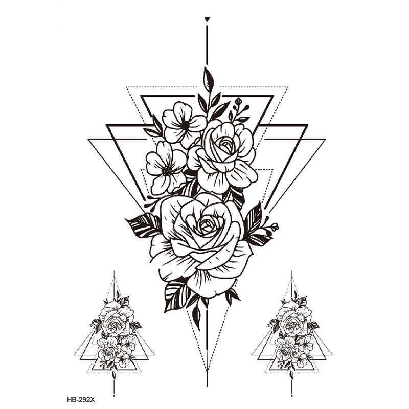 Makeup Flower Arm New Tattoo Sticker Waterproof Half Black and White Peony Set