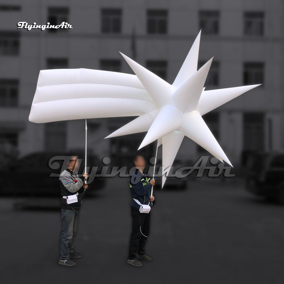 Wonderful Parade Props White Holding Inflatable Shooting Star Puppet Meteor Model Holding Blow Up Comet Balloon For Event