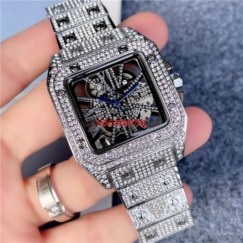 Diamond Dial Watches The Latest Mens Hip Hop Watch In Silver Case Iced Out Large Diamond Bezel Quartz Movement Wristwatch Shiny Good