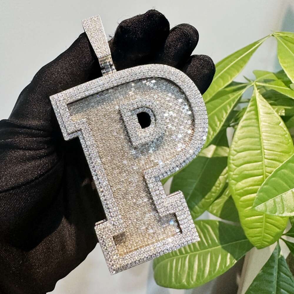 Custom Iced Out Baguette p Sier Vvs Moissanite Hip Hop Men 2.5 Inches Letter Pendant