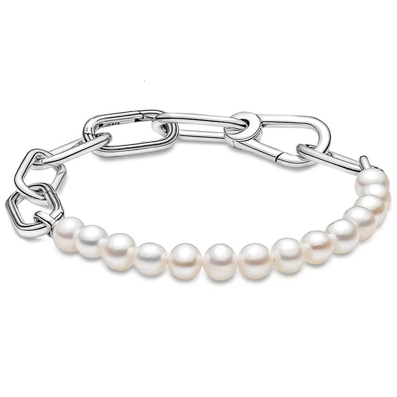 Beaded Sterg Sier Bracelet for DIY Jewelry Charms, Featuring Freshwater Cultured Pearls and Exquisite Metal Beads 4
