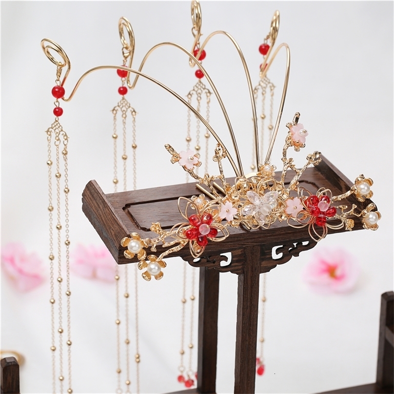 Headwear Hair Accessories Hanfu hair crown female antique phoenix crown temperament bride headdress full set of costume hair accessories 231208