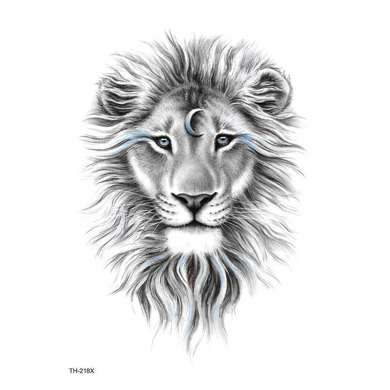 New Flower Arm Tattoo Sticker Waterproof Half Tiger Lion Animal Set