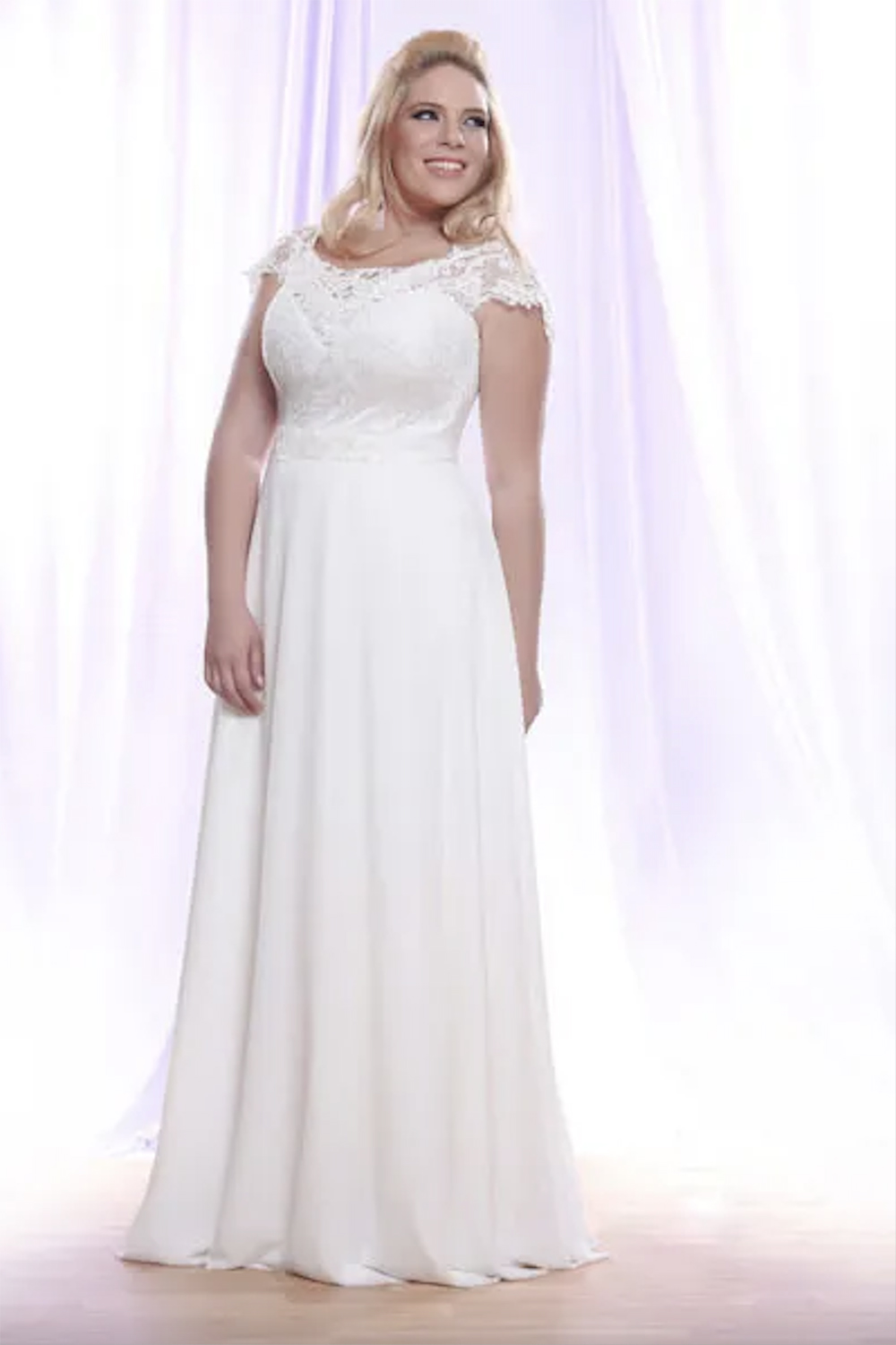 Cheap Lace Plus Size Dresses Jewel Neck A e White Bohemian Wedding Dress or Length Chiffon Beach Robe De Mariee