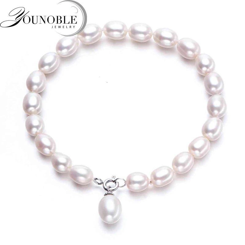 Beaded Real Natural White Freshwater Pearl Bracelet Women Cute OL Style Beads strand Bracelet Female 231208