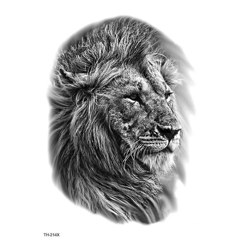 New Flower Arm Tattoo Sticker Waterproof Half Tiger Lion Animal Set