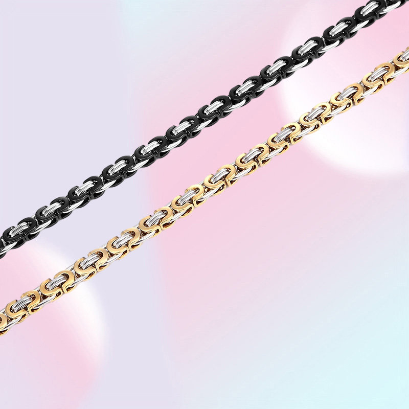 6MM Wide Chain Stainless Steel Handmade Byzantine Flat Necklace Men Women Popular Jewelry6594026
