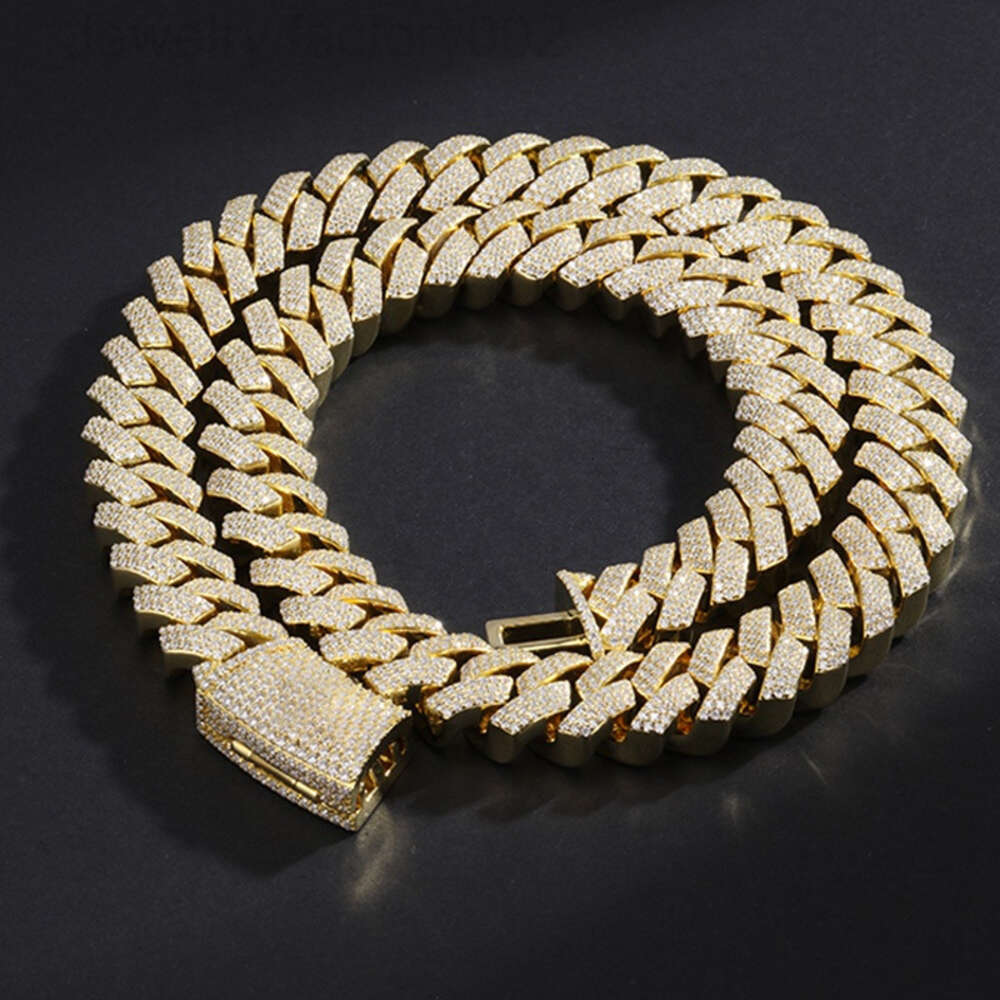 Necklace moissanite chain cuban link chainHip Hop Jewelry Custom VVS Lab Diamond Mossinate Chain Men 14k Gold Vermeil