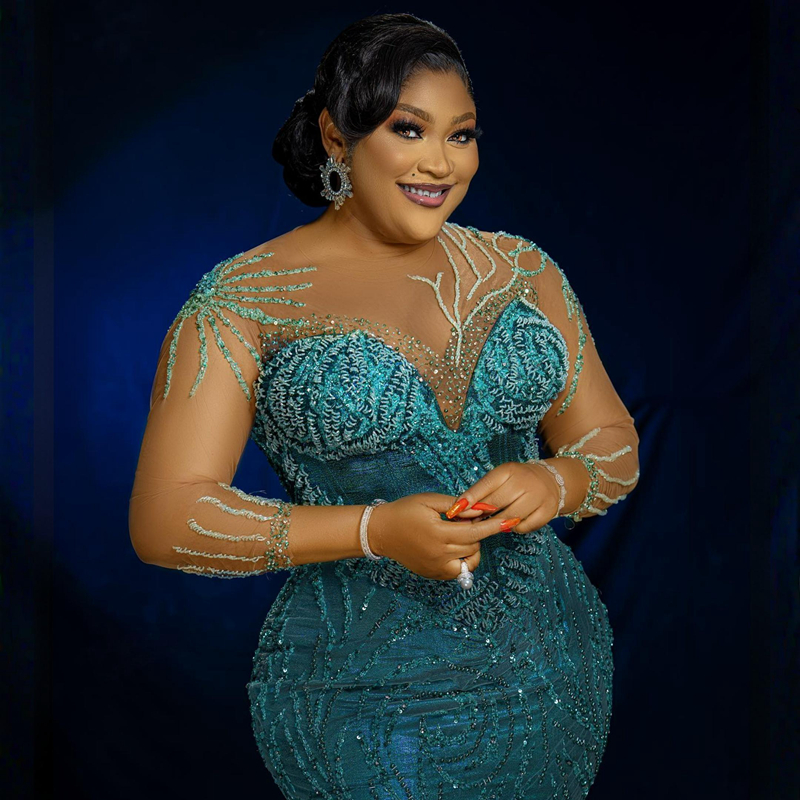 African Aso Ebi Plus Size Prom Dresses Illusion Mermaid Lace Evening Dress Long Sleeves Beaded Birthday Party Gowns for African Black Women Engagement
