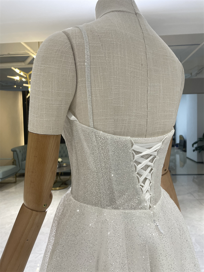 Glitter Mermaid Wedding Dresses With Detachable Train Strapless Dubai Women Modern Bridal Gowns 2023 Vestido De Novia