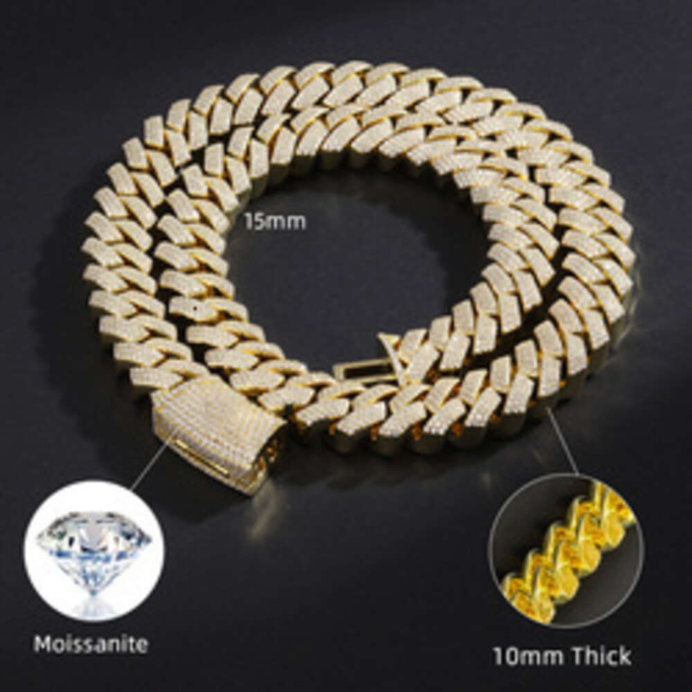 Necklace moissanite chain cuban link chainHip Hop Jewelry Custom VVS Lab Diamond Mossinate Chain Men 14k Gold Vermeil