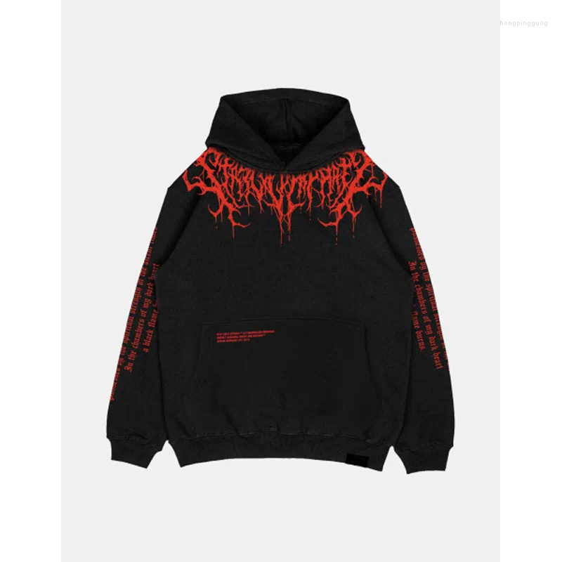 Men's Hoodies Evil Blood Large Pattern Hoodie Unique Personality Casual Autumn / Winter Thickened Warm Black For Men Full