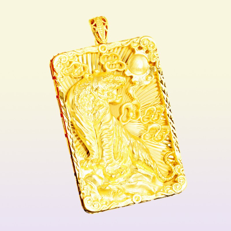 Geometry Tiger Totem Big Pendant With Rope Chain 18K Yellow Gold Filled Classic Hip Hop Rock Mens Pendant Necklace Gift299N