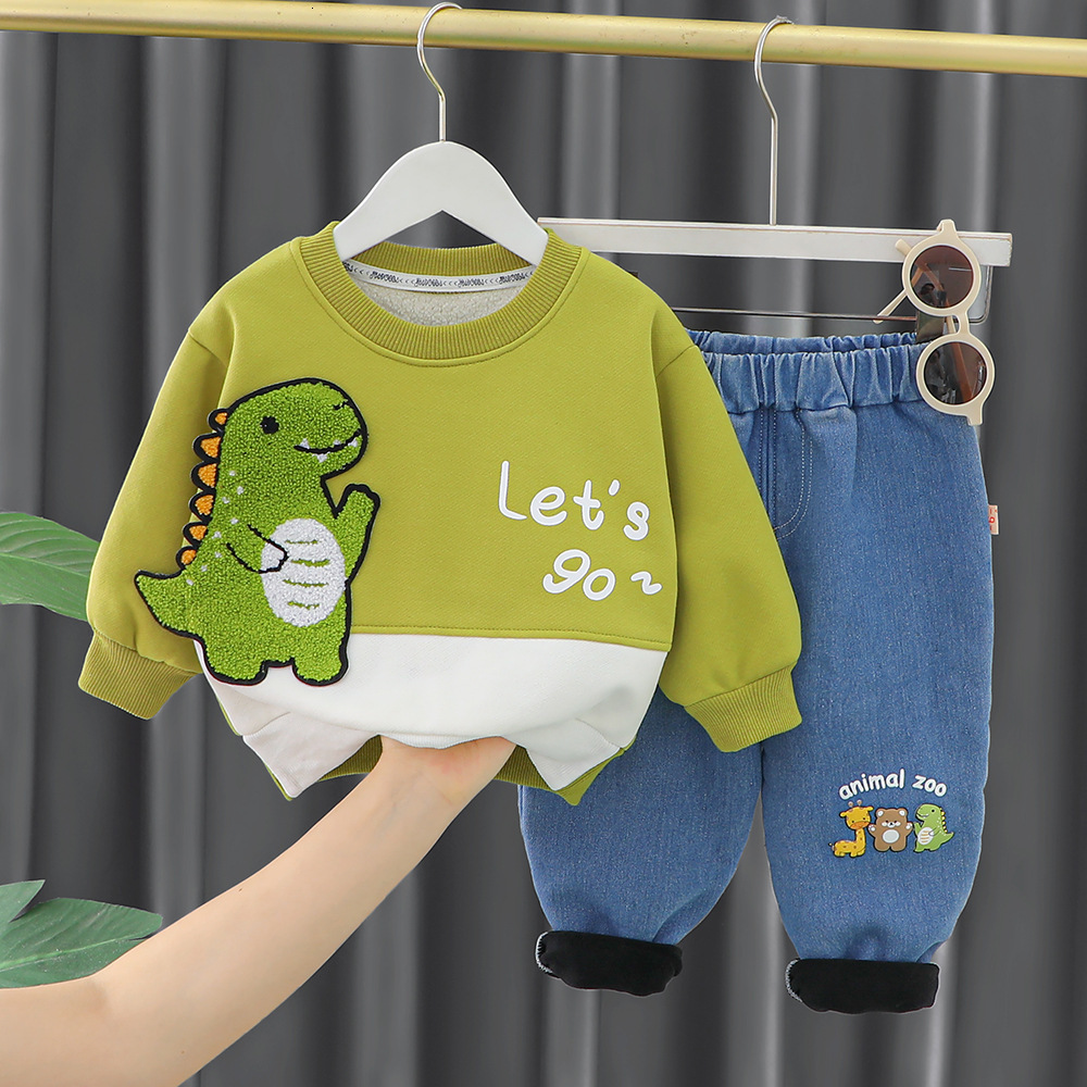 0-4 years old baby boy clothes spring and autumn children's suit boys cotton long-sleeved cartoon music bear two-piece 220326