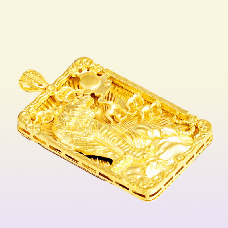 Geometry Tiger Totem Big Pendant With Rope Chain 18K Yellow Gold Filled Classic Hip Hop Rock Mens Pendant Necklace Gift299N