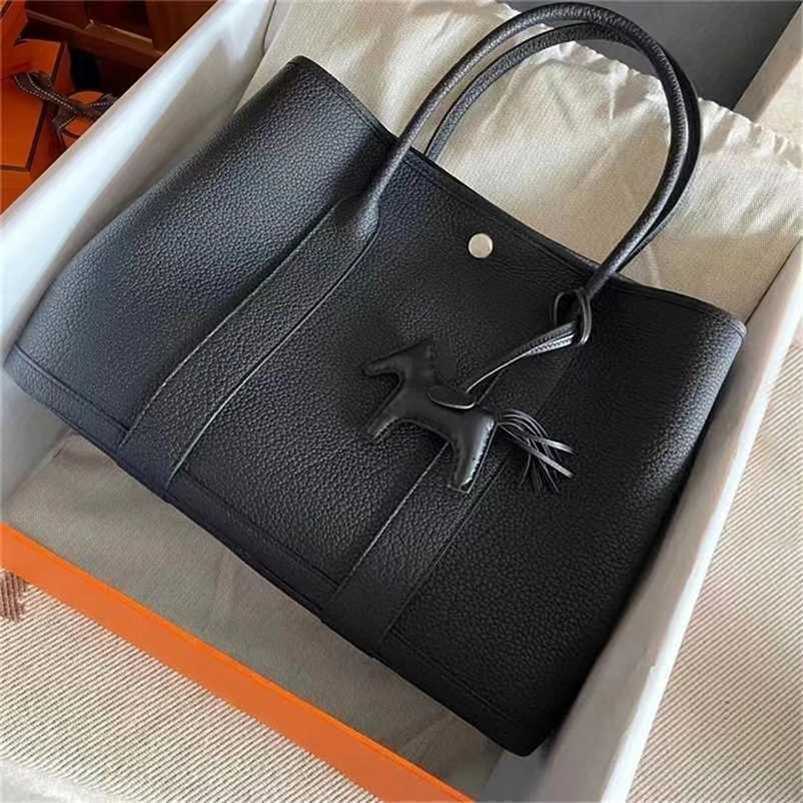A Mirror Quality garden party tote women designer handbag Hand Sew the Wax Thread Genuine Leather Fashion Bags shopping bag