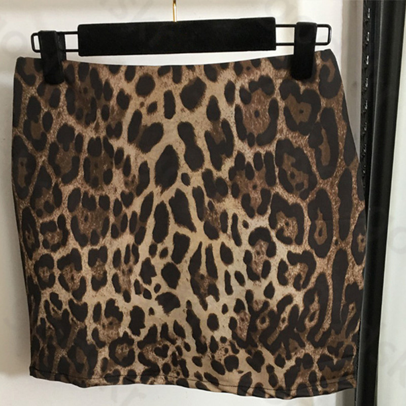 Leopard Print Tops Overskirt Women Classic Package Hip Skirt Fashion Zipper Stretch Thin Tops Skirt
