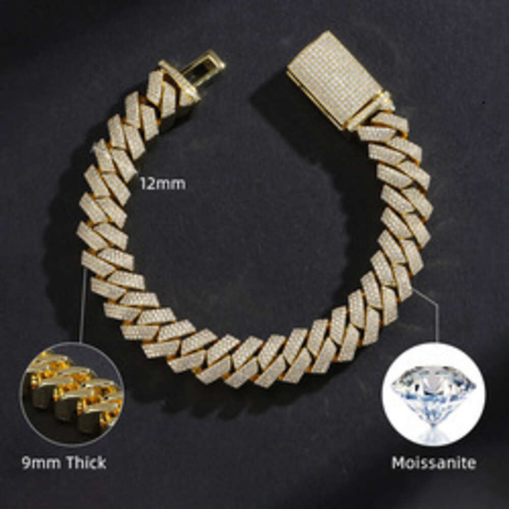 Necklace moissanite chain cuban link chainHip Hop Jewelry Custom VVS Lab Diamond Mossinate Chain Men 14k Gold Vermeil