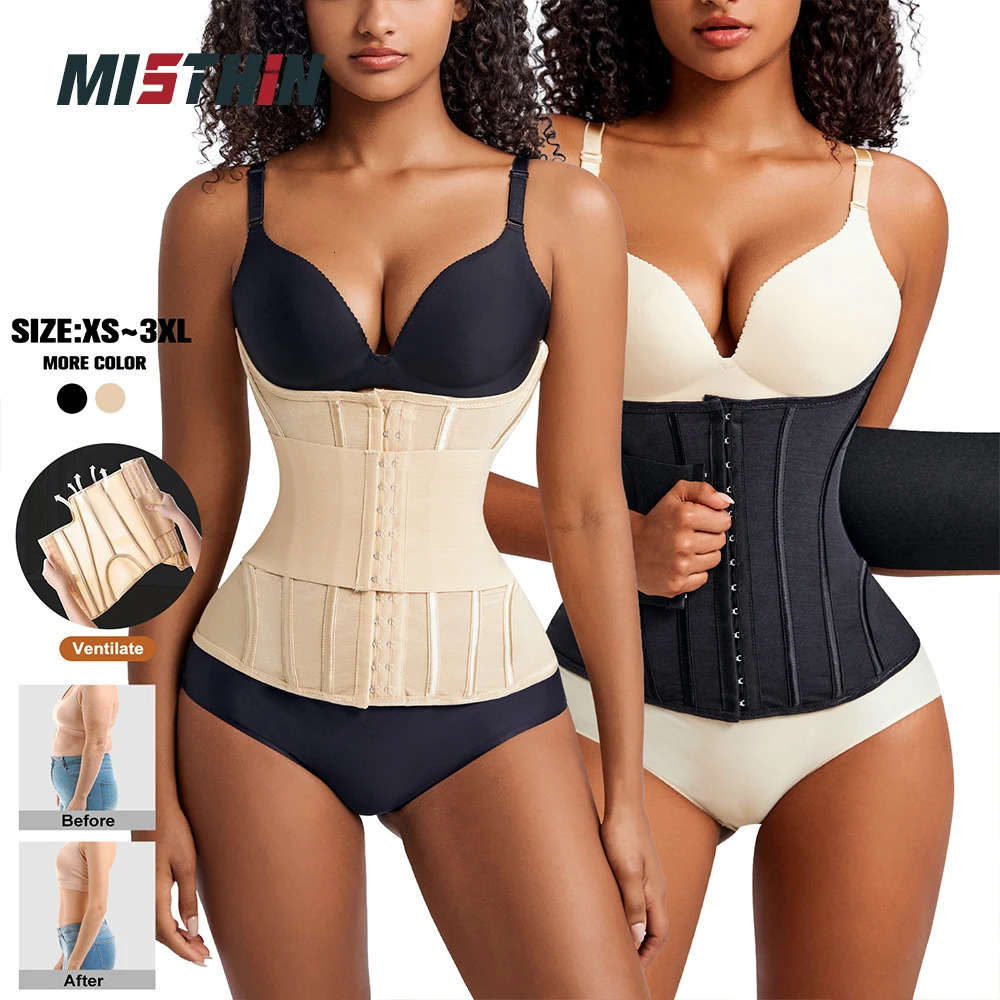 Waist Tummy Shaper MISTHIN Waist Trainer Body Shaper 10 Steel Bone Top Support Postpartum Girdle Slimming Belly Cincher Tummy Control Shapewear 231211