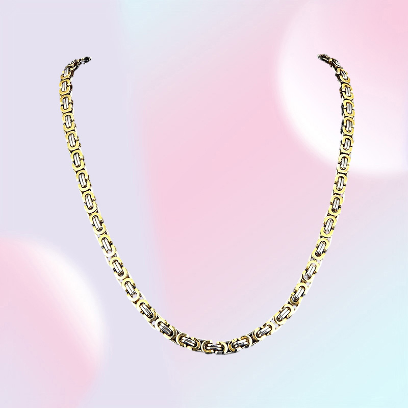 6MM Wide Chain Stainless Steel Handmade Byzantine Flat Necklace Men Women Popular Jewelry6594026