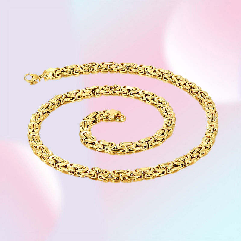 6MM Wide Chain Stainless Steel Handmade Byzantine Flat Necklace Men Women Popular Jewelry6594026