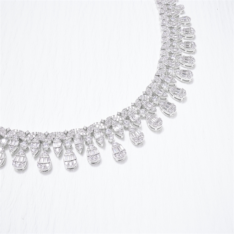 Wedding Jewelry Sets TIRIM Necklace for Women Heart Water Drop Cubic Zirconia Jewellery Set Dubai Saudi Party Engagement Accessory 231208