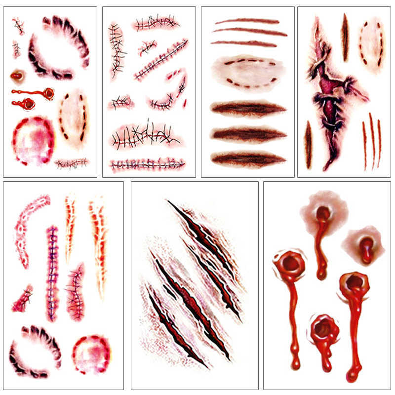 Halloween Tattoo Sticker scar sticker horror bat spider funny face