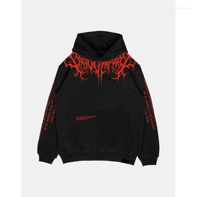 Men's Hoodies Evil Blood Large Pattern Hoodie Unique Personality Casual Autumn / Winter Thickened Warm Black For Men Full