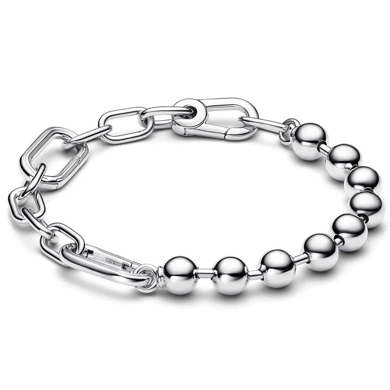 Beaded Sterg Sier Bracelet for DIY Jewelry Charms, Featuring Freshwater Cultured Pearls and Exquisite Metal Beads 4