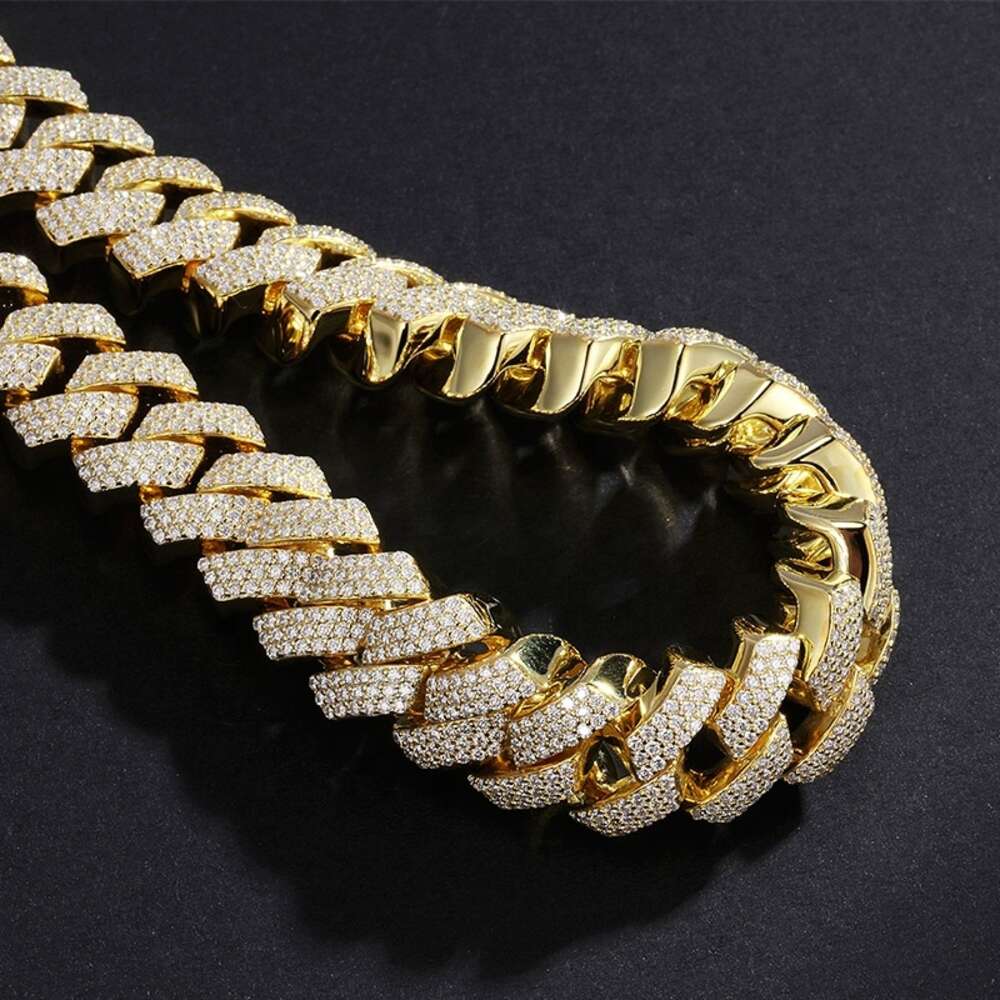 Necklace moissanite chain cuban link chainHip Hop Jewelry Custom VVS Lab Diamond Mossinate Chain Men 14k Gold Vermeil