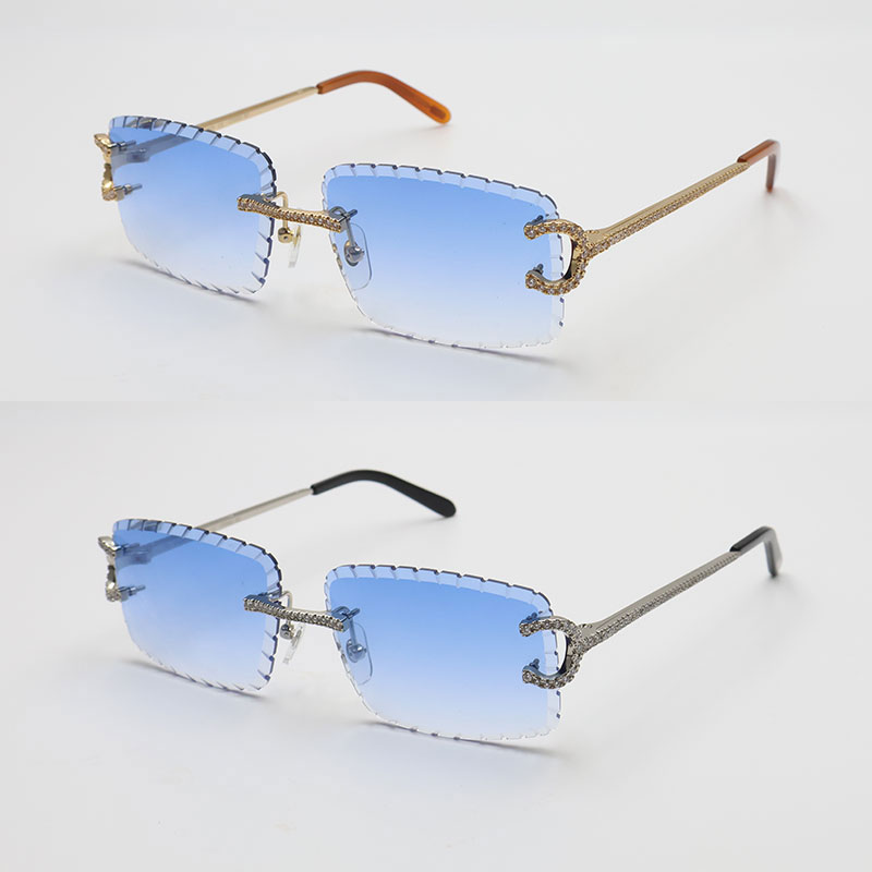 Moissanite Rimless Women Man C Decoration Wire Frame Sunglasses for women men glasses Dia cut Lens Outdoors Colour 57-18-140MM New