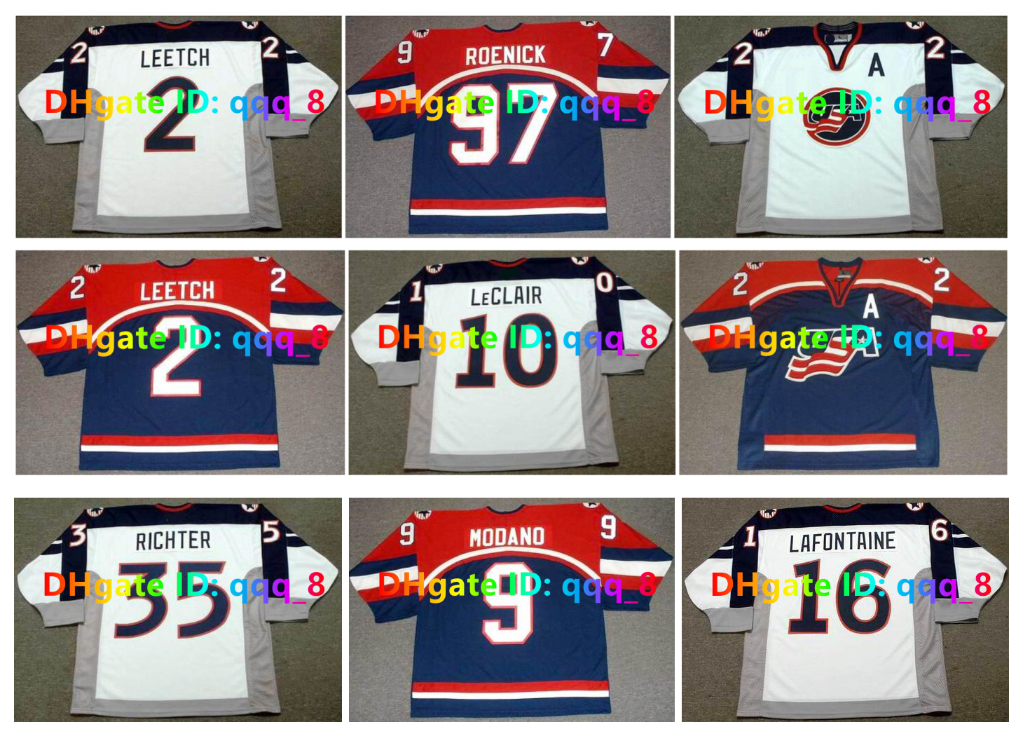 1998 2002 USA Throwback Hockey Jersey BRIAN LEETCH JEREMY ROENICK MIKE MODANO JOHN LeCLAIR MIKE RICHTER PAT LAFONTAINE BRETT HULL PHIL HOUSLEY CHELIOS Size S-4XL