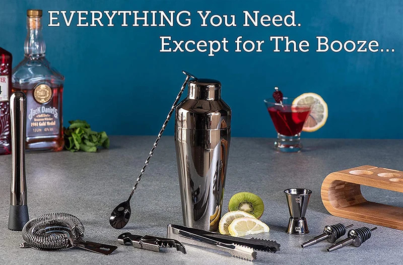 Bar Tools Cocktail set Mixology Bartender Kit 10 Piece Tool Set with Stylish Bamboo Stand 231212