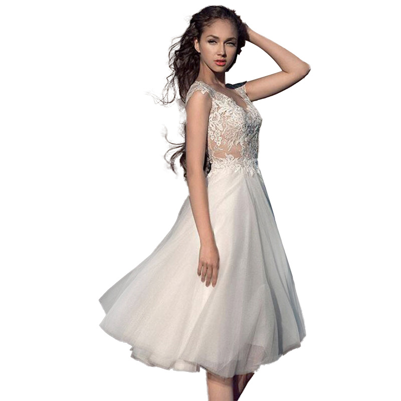 Newest Short Wedding Dress 2024 Scoop Top Lace Appliques Backless Cap Sleeves Bride Party Gowns Summer Beach Plus Size Vestidos De Novias