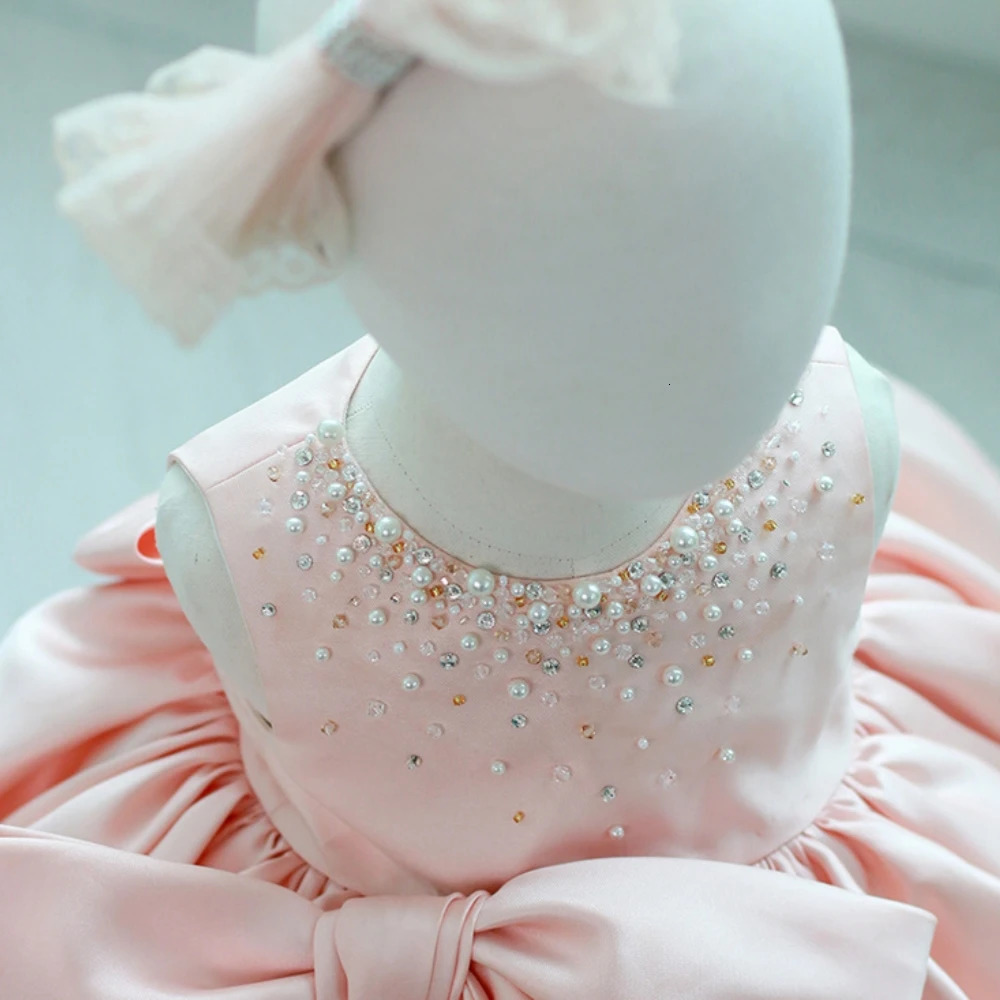 Girl s Dresses Baby s First Year Dress Princess Birthday Puffy Flower Boy Korean Edition Satin Children s Host Evening 231211