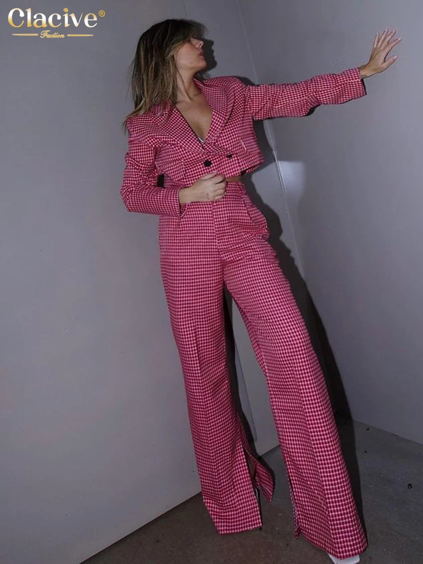 Women s Pants s Clacive Fashion Loose Print 2 Piece Set Outfit 2023 Elegant Long Sleeve Crop Top With High Waist Set Streetwear 231212