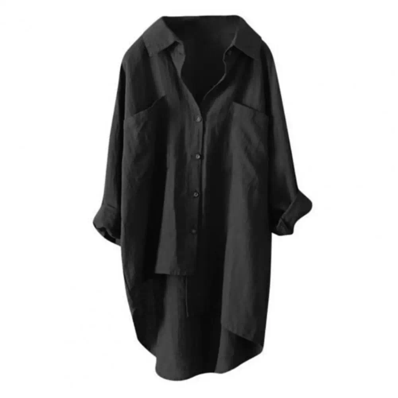 Womens Blouses High Quality Casual Shirt Button Cuff Anti-shrink Elegant Pure Color Women