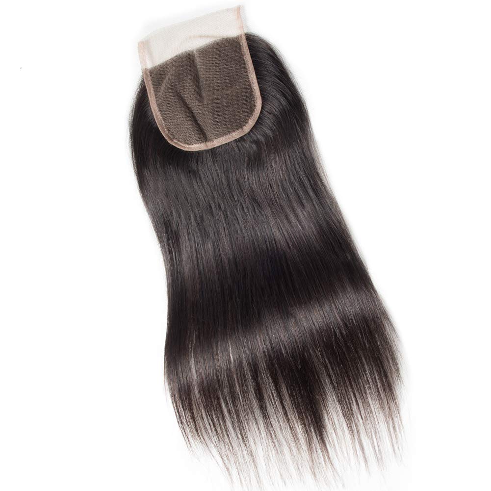 Brazilian Straight 5x5 Lace Closure 100% Human Hair Deep Part Transparent Lace Closure with Baby Hair Natural Color